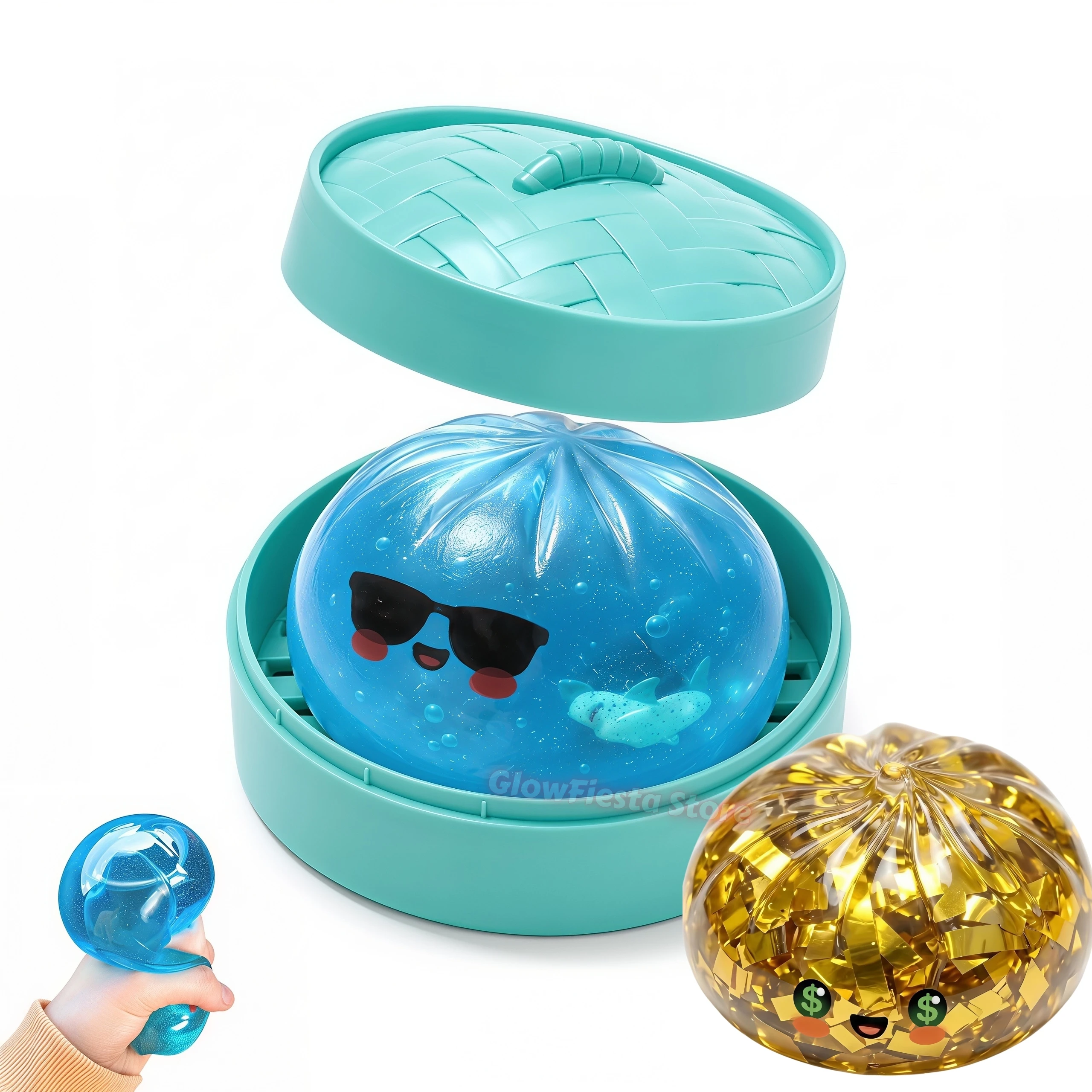 Nouveauté 2026 Jouet Squishy Requin Pailleté, Mini-pains à ressort lent et souple, Fidget avec support vapeur, Pâton de pain vapeur à pincer, Cadeau