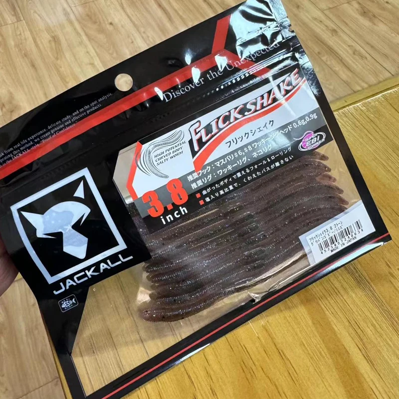 日本オリジナル-jackall-ルアー高比重フリックシェイクヌードルワームワッキーソフトベイト-38-インチスポット