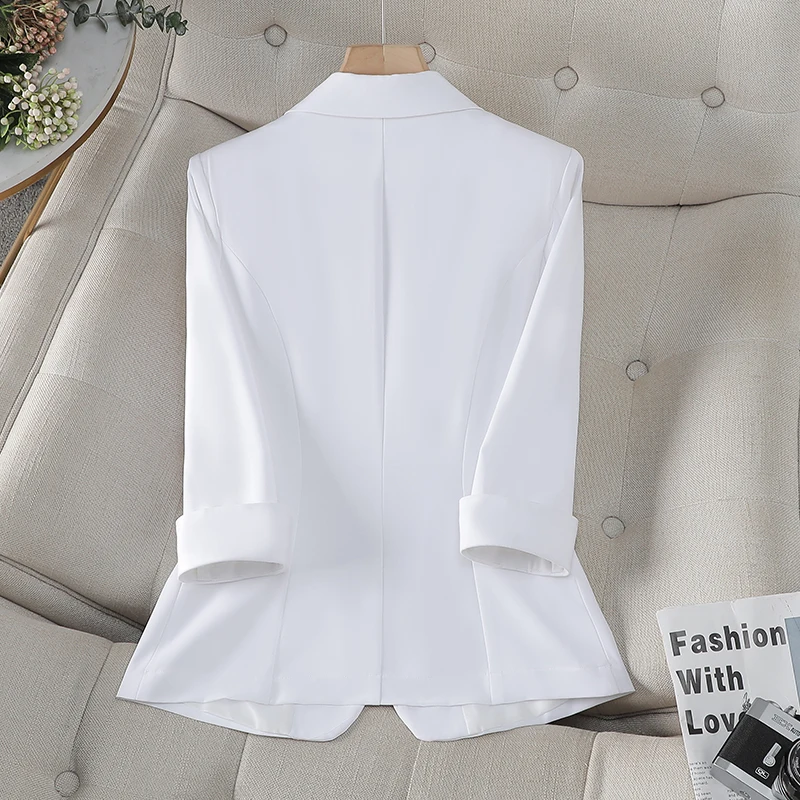 ZJYT Women\'s Summer Jacket One Button Blazers Feminino Ropa Mujer Coat 2024 New Korean Style Fashion Outerwear White Veste Femme