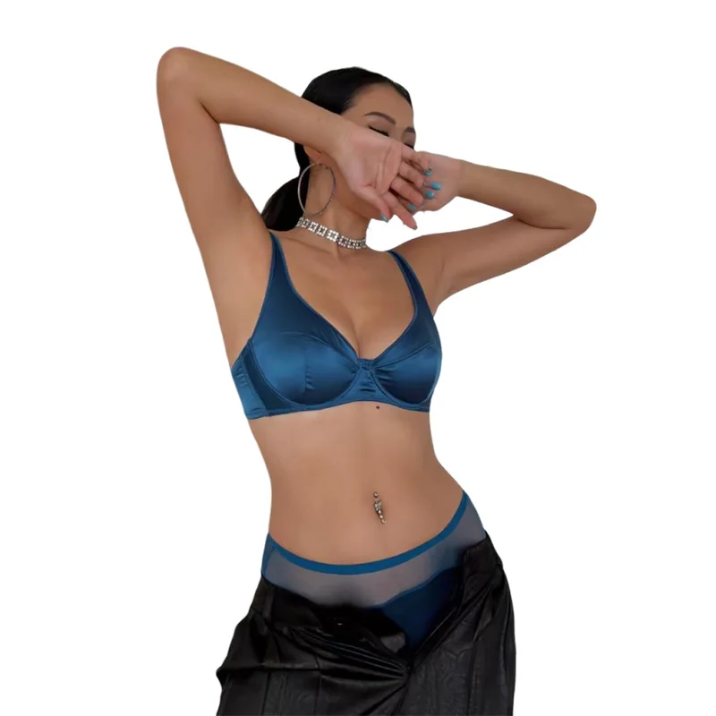 

Женское комфортное нижнее белье из ледяного шелка с маленькой грудью, комплект из 2 предметов, сексуальное женское нижнее белье, комплект с бюстгальтером, бюстгальтер, нижнее белье, трусики, комплект