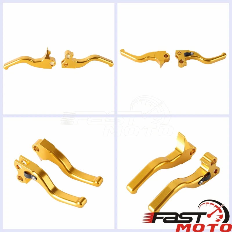 Gold Brake Clutch Levers For Harley Touring Road King Electra Glide Ultra Classic 96-07 Street Glide 5.3inch Short Clutch Lever