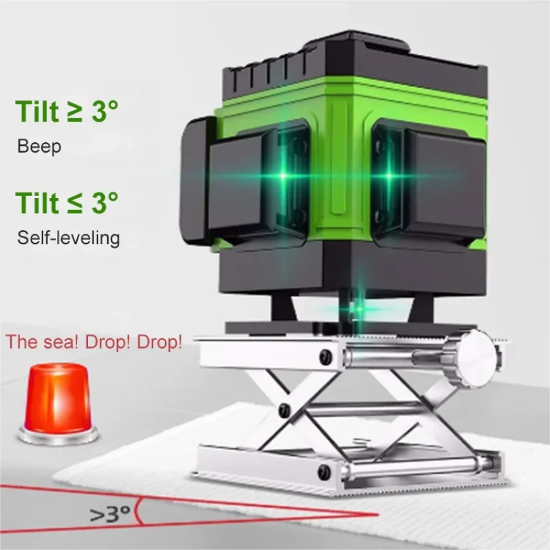 Livello laser 4D a 12/8 linee Linea verde autolivellante Livello laser super potente orizzontale e verticale a 360 gradi Livello laser a raggio verde