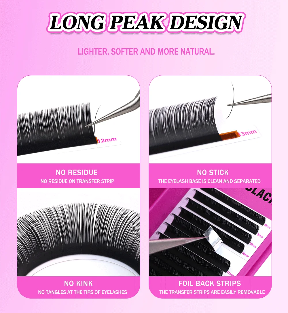 AGUUD Verbesserte 20-Reihen Ultra Matte Bold Black Wimpernverlängerungen Einzeln 0.03 0.05 0.07 0.10 Premium Weiche Volumen-Wimpern Nerz – Detail 6