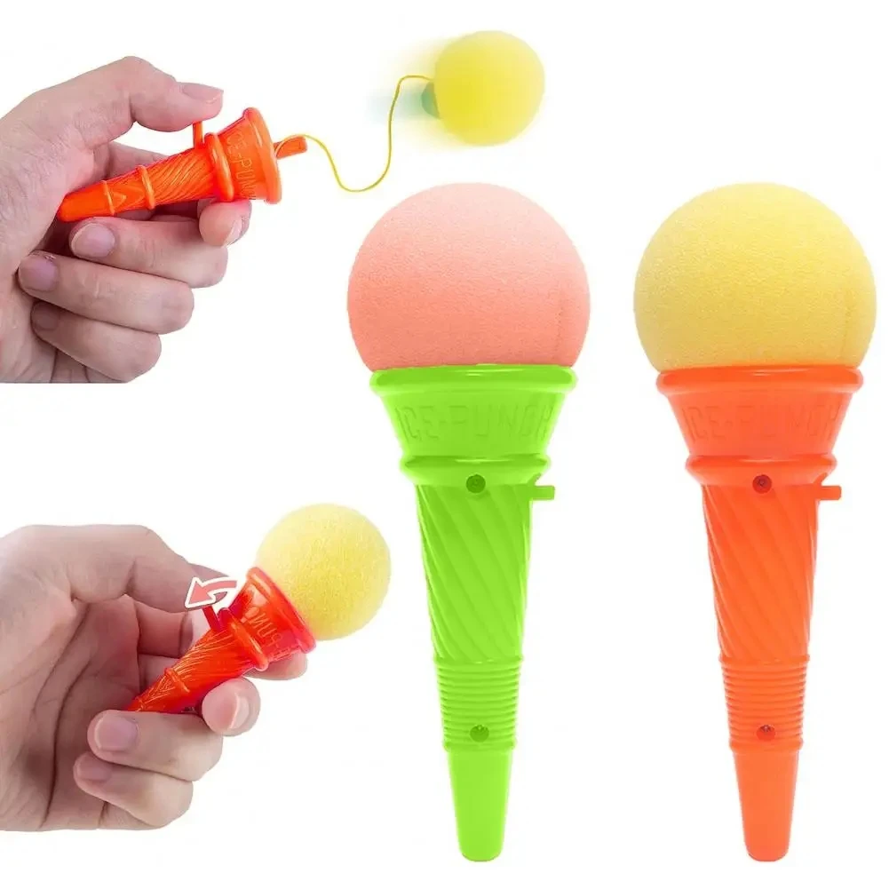 Children's Outdoor Game Toys Fun Ice Cream Cone Shooter Sponge Shooting Catapult Ball Parent-child Sports Bouncing Ball Toy Gift