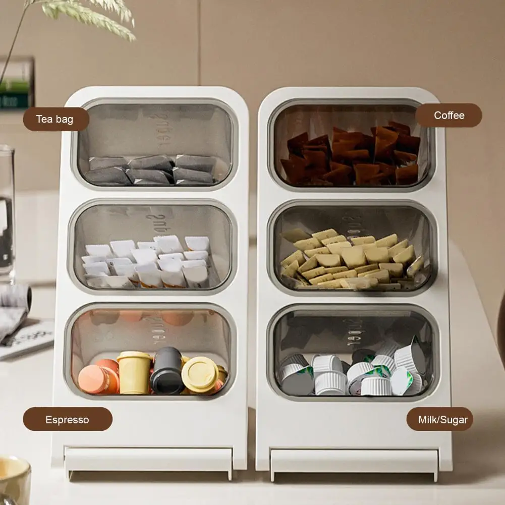 3 Tier Tea Bag Organizer with Angled Opening Desktop Storage Box Space-Saving Countertop Organizer for Kitchen Desk view 3