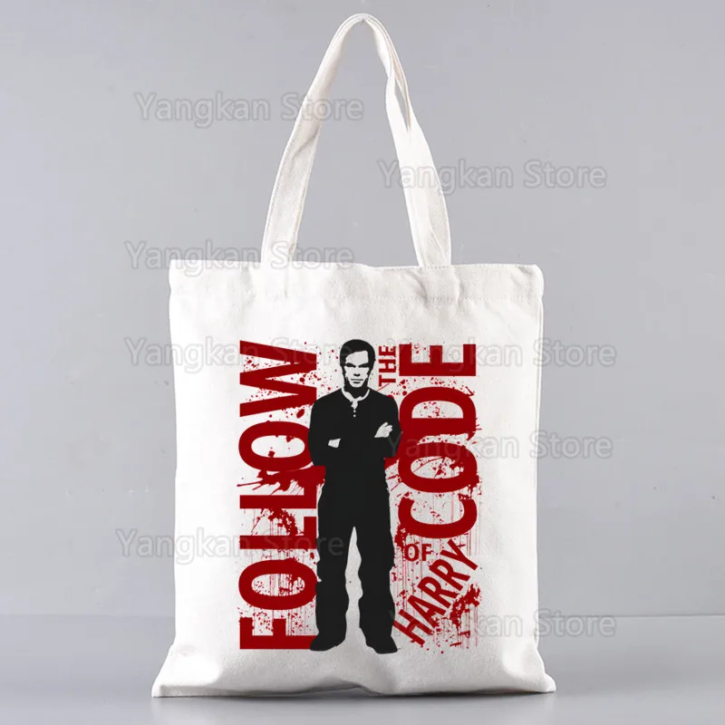Dexter Morgan Handbags Custom Canvas Tote Bag Print Daily Use Reusable Travel Casual Shopping Bag