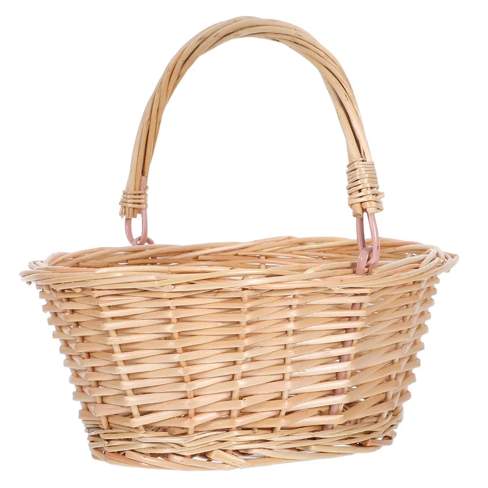 

Multipurpose Basket Garden Fruits Harvest with Handle Empty Flower Girl Baskets Handwoven Carrying D-handle