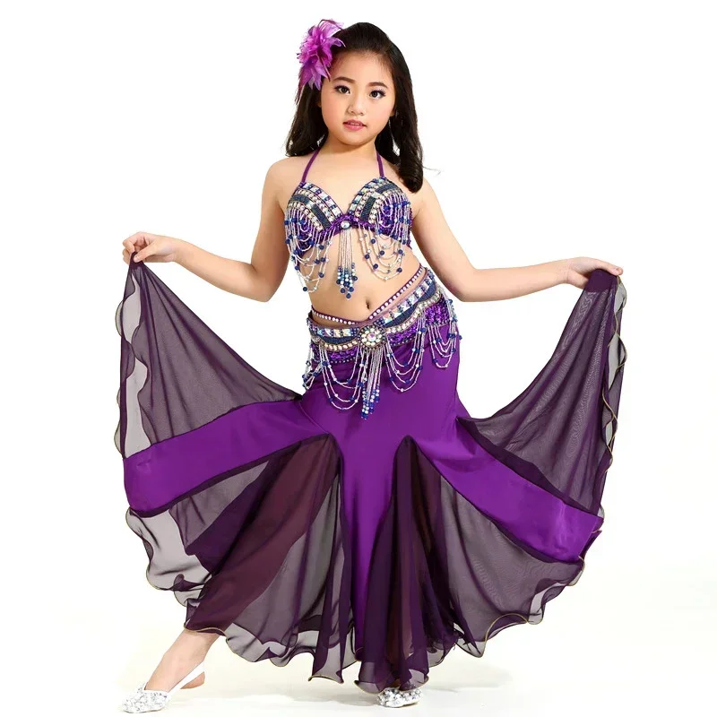 Kids Child Belly Dance Costume Oriental Dance Costumes Bellydance Dancer Clothes Bollywood Indian Dance Dress For Girls 3PCS/SET