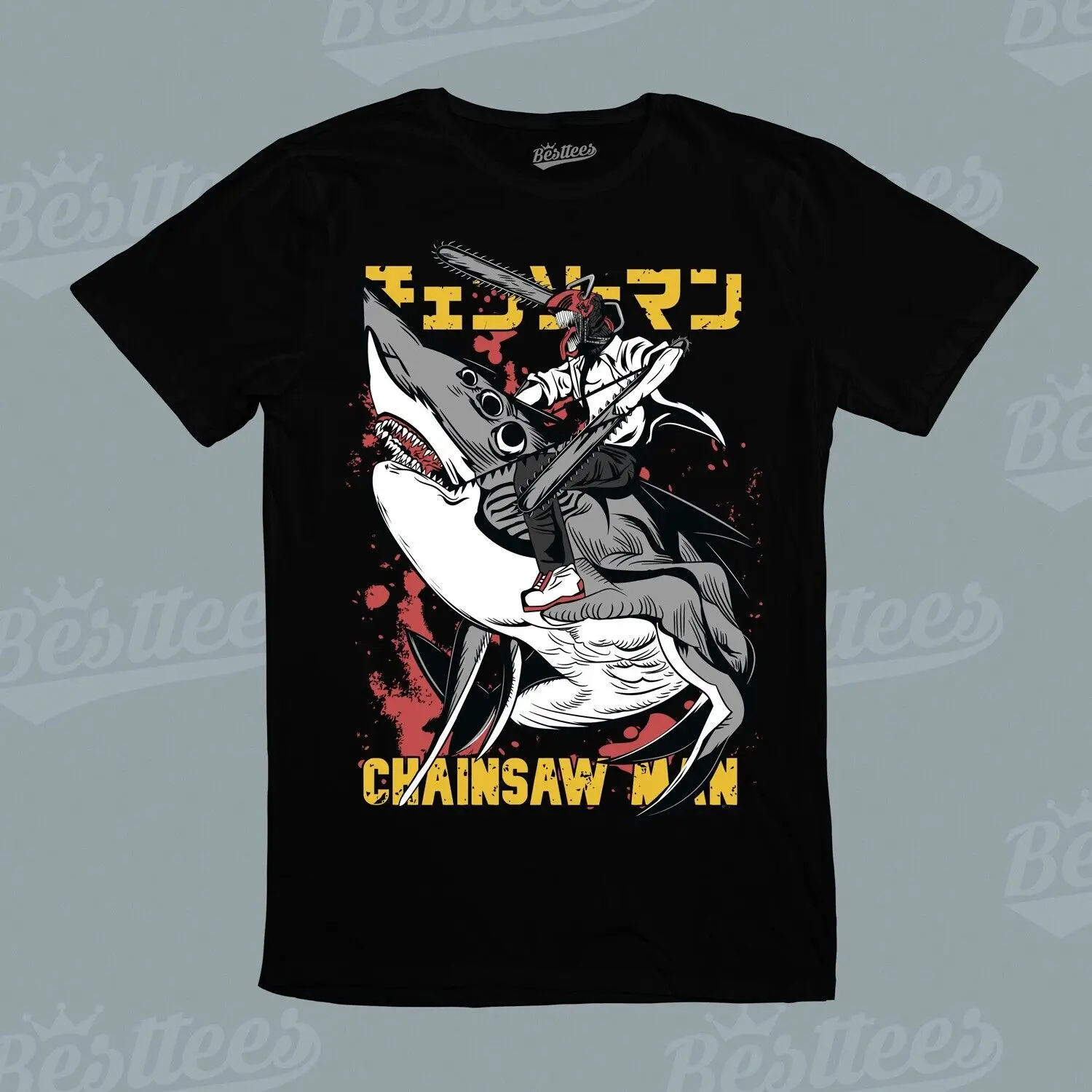 

Kids / Men / Women Japanese Anime Dark Chainsaw Man Shark Devil Denji T-Shirt