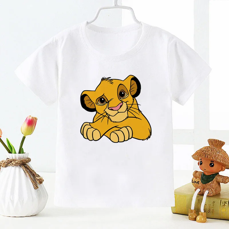 The Lion King Simba T Shirt Kids Boys Clothes White Short Sleev T-shirts Summer Children Clothing Baby Tops 1-12 Years Old