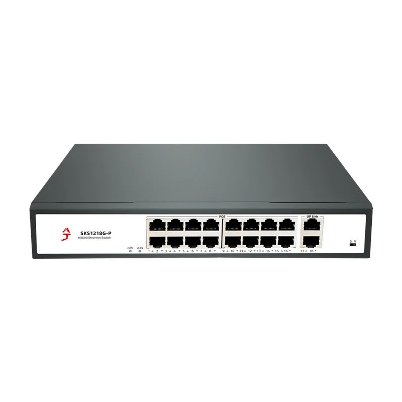 XikeStor 1000M Unmanaged POE 16 Ports 1000M POE RJ45 2 Ports 1000M SFP Ethernet Plug and Play Internet