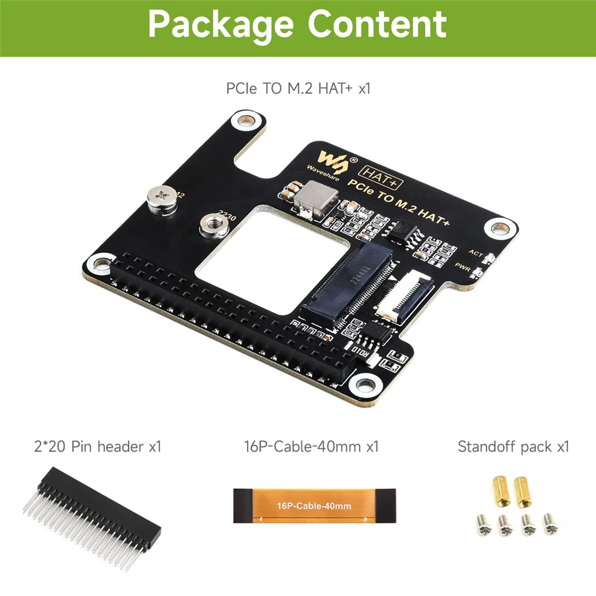 Scheda di espansione IYBBW-Waveshare per Raspberry Pi 5 PCIe a M.2 HAT NVME