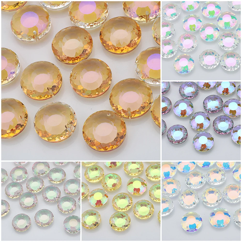 10 قطعة 18 مللي متر كريستال زجاج مستدير الخرز المسطح الحرف المعلقات فضفاضة الأحجار الكريمة DIY بها بنفسك صنع المجوهرات اليدوية القرط قلادة