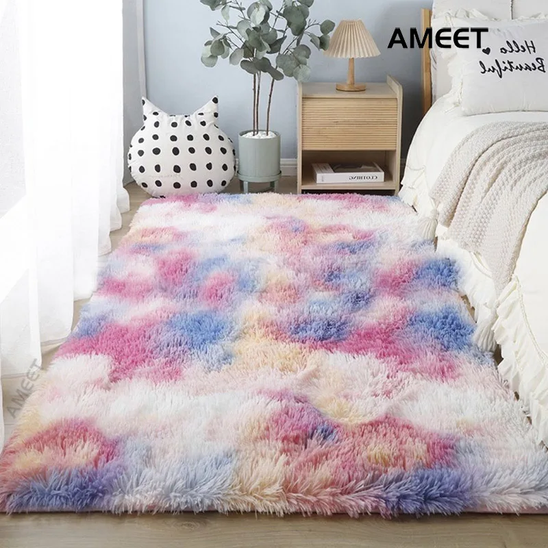 Bedroom Carpet Fluffy Soft Plush Shaggy Bedside Rug Large Modern And Trendy Living Room Rug Room Decor Home Floor Covering Mat