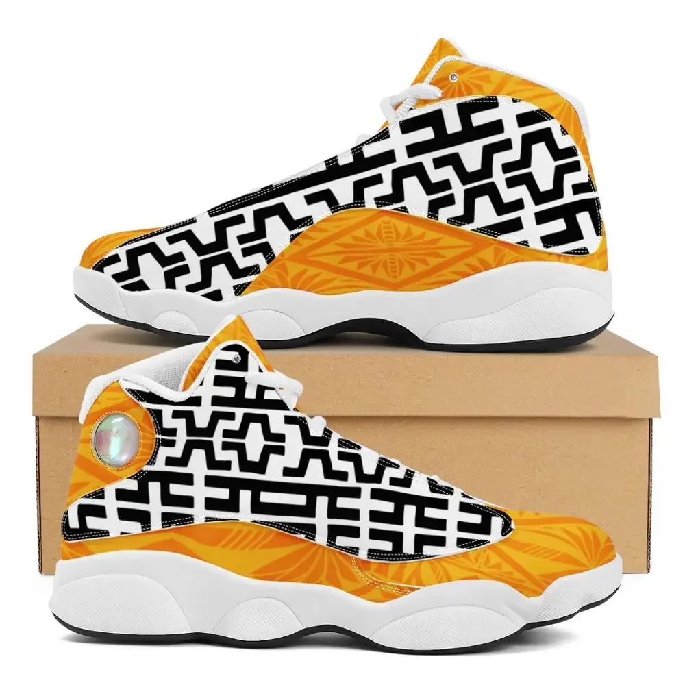 Luxury Design Polynesian Samoa tribe Orange Tonga Style Running Shoes Custom Ball Sports Team Logo Men's Basketball Sports Shoes