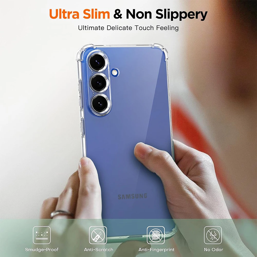 Shockproof Silicone Case For Samsung Galaxy S25 Edge S24 S23 S21 FE S22 Ultra Plus 5G Clear Ultra Thin Soft Cover S25ultra Shell