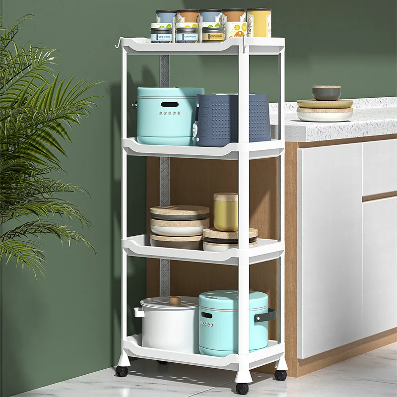 

Bathroom shelves, floor to floor, bedroom, home mobile cart, kitchen, multi-level storage shelves