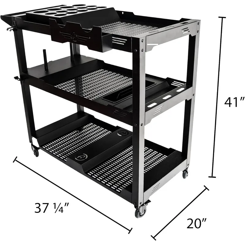 Polishes Professional Detail Cart Powlekany proszkowo metalowy wózek samochodowy do garażu| Miejsce do przechowywania, blokowanie Premium na kółkach