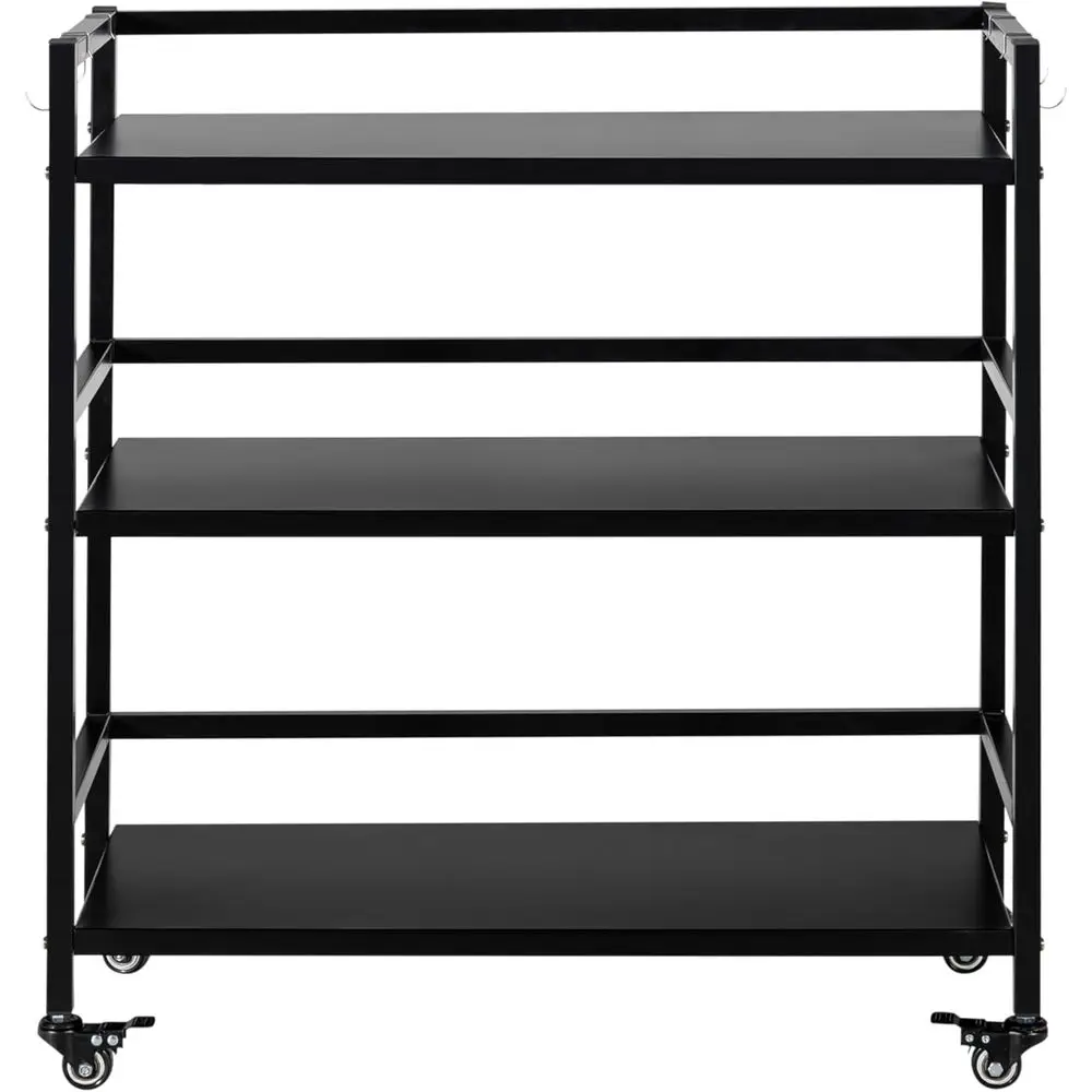 Schwarzes 3-stöckiges stehendes Metallregal für die Aufbewahrung und Organisation in der Garage