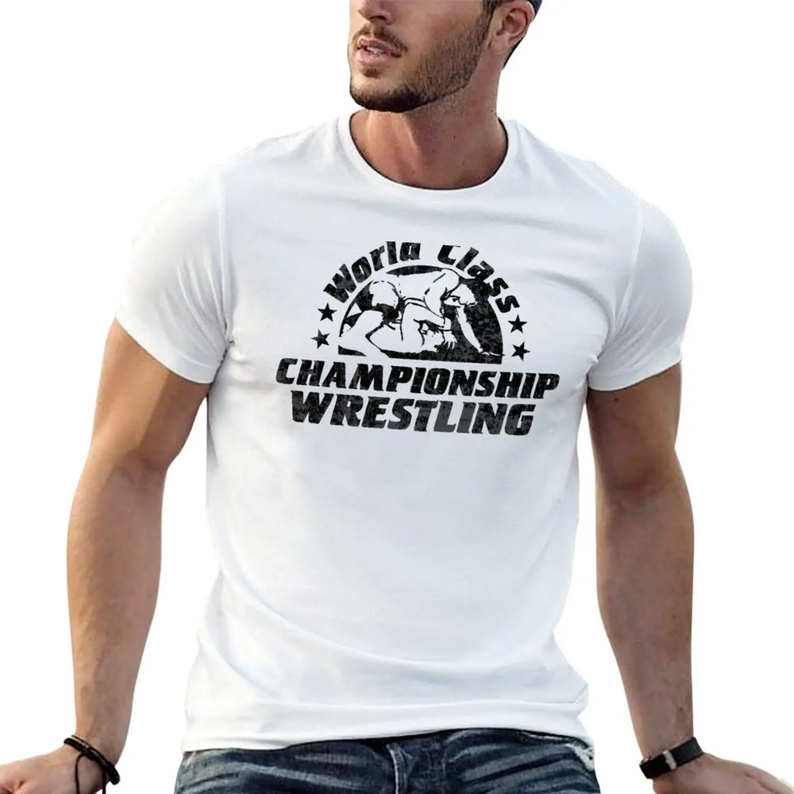 

World Class Championship Wrestling distressed in black T-Shirt t shirts designer anime t shirts oversize T-Shirt
