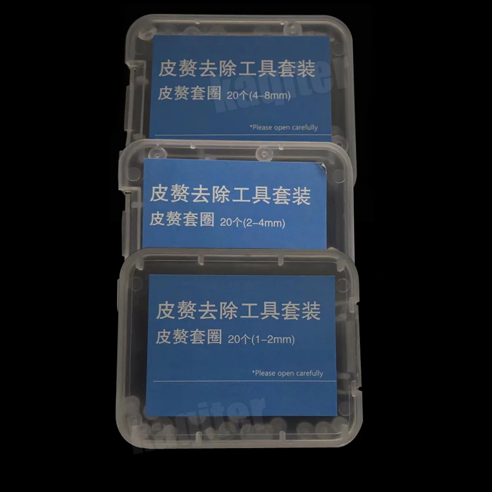 20Pcs/box 0.5/1/1.5MM Replacement Warts Rubber Ring Rubber Ring Tagband For Painless Skin Tag Mole Wart Removal Warts Bands Tool