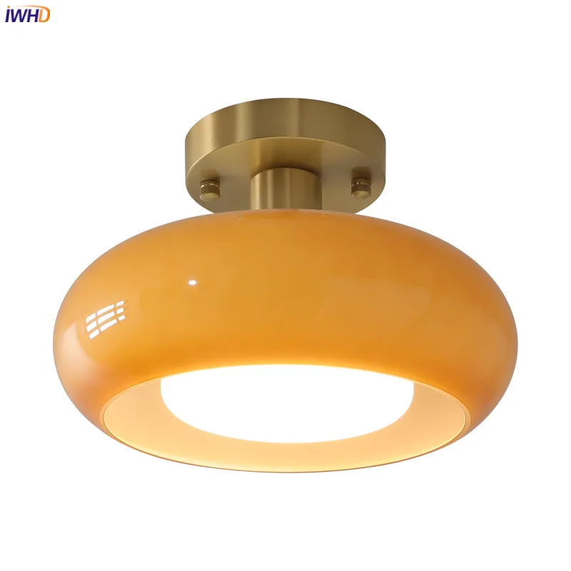 IWHD Nordic Modern LED Ceiling Lamp Home Indoor Lighting Bedroom Living Room Dinning Room Copper