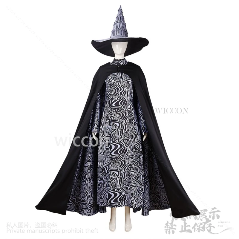 Anime Movie Wicked Cosplay Elphaba Costume Black Witch Dress Goth Lolita Hat For Woman Girls Wigs Full Set Customized Cos