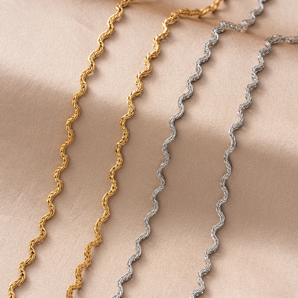 1 Meter Edelstahl-Wellenkette für DIY handgefertigte Halsketten, Armbänder, Schmuckherstellung, Material, Komponenten, Bastelbedarf – Detail 4