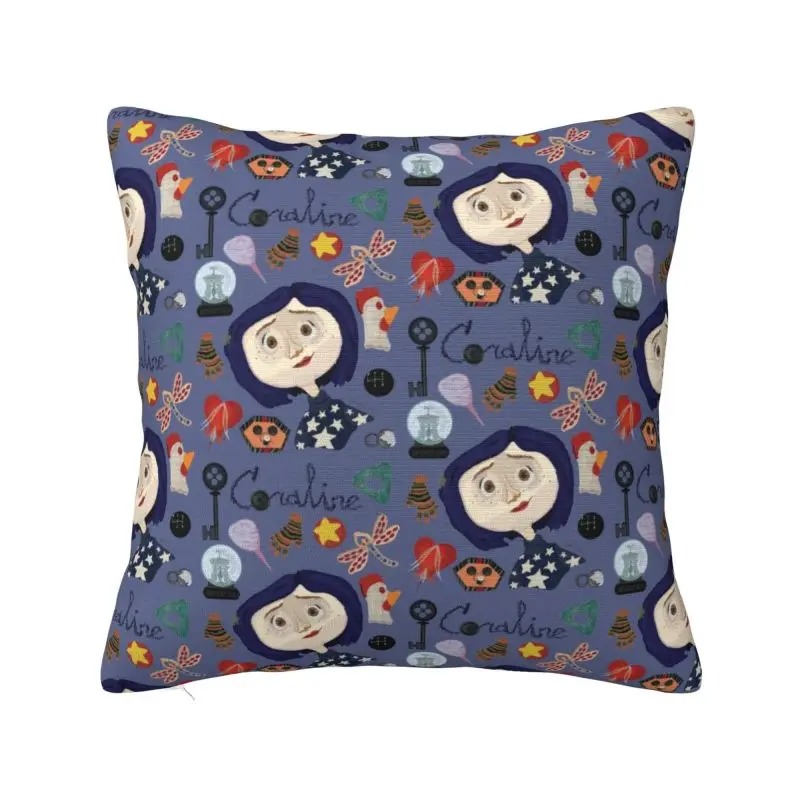 

Halloween Horror Film Coraline Pillow Case 45x45cm Home Decor Luxury Chair Cushion Square Pillowcase