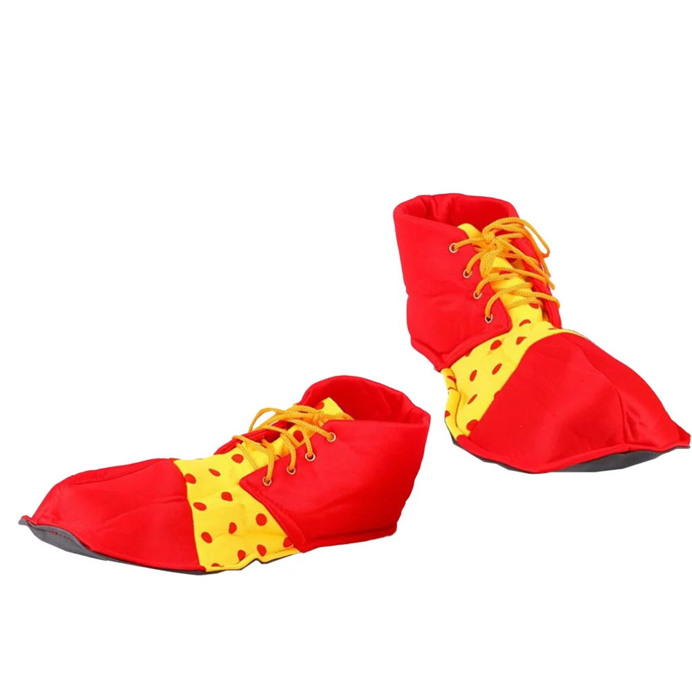 أحذية المهرج الحمراء كبيرة الحجم للنساء والرجال، متينة قابلة للتعديل، ربطة عنق للهالوين، أحذية المهرج الممتعة للسيرك