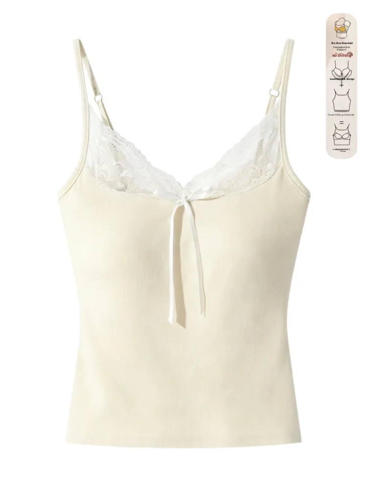 Women's Lace Trim Tank Top Cotton Blend Slim Fit Base Layer Summer Outerwear Casual Comfortable Underwear Vest