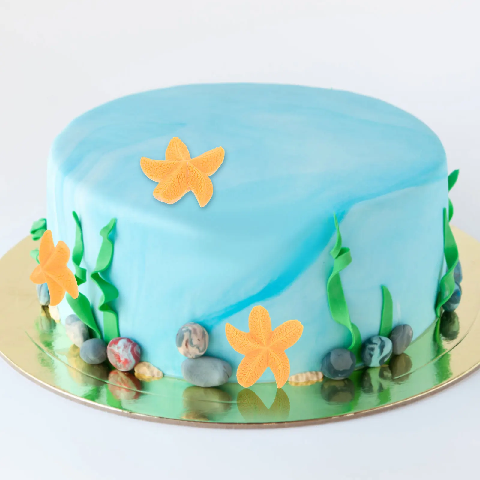 

10PCS Resin Crafts Large Blue Mini Seastar Figurines Realistic Detail Decorations for Cake Yard Garden House L