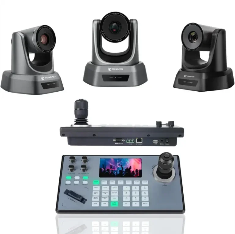 

Live Streaming 20X Zoom NDI POE Conference PTZ Camera And 4D Joystick Controller LCE Screen Supply Conference Church Broadcast