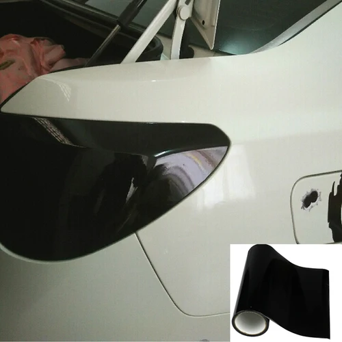 Imagen 1 del producto Película negra oscura para faros delanteros de coche, tinte para luz trasera, luz antiniebla, lámina de película de humo de vinilo para faros delanteros, pegatina teñida para lámpara trasera, 12 ""X 23""