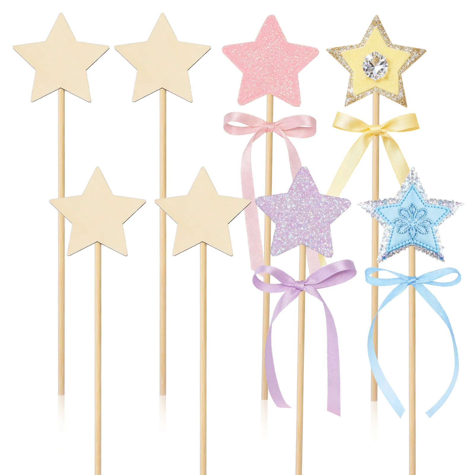 

Набор из 8 изысканных деревянных волшебных палочек в форме звезды для детского творчества: рисование, раскрашивание, безопасная гладкая поверхность