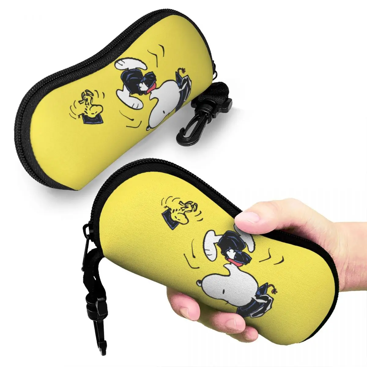 Graduation Squad Snoopy Woodstock Glasses Case Anti-Fall Zipper Cartoon Eyewear Storage Box Print Eye Contacts Case