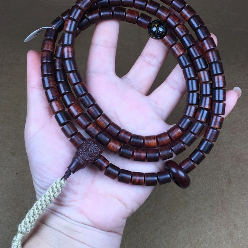 

Authentic Hainan Huanghuali 108 Bead Bracelet 8*8 Purple Oil Pear Wood Beads High-end Gift for Men and Women