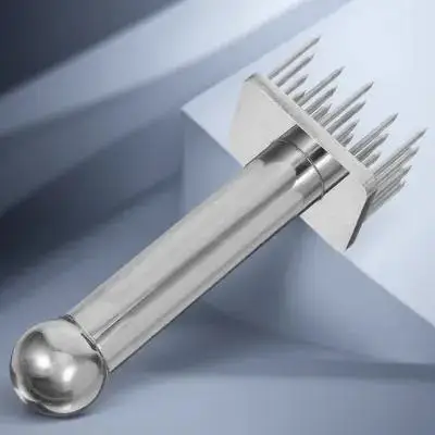 

Stainless Steel 28-Pin Meat Tenderizer Hammer Kitchen Tool for Pork Insertion Securing Loosening Easy Operation Home Restaurant