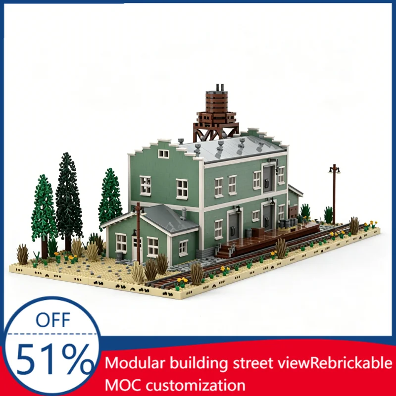 NEW 8832PCS Customize Canning Company Railroad Station Building Blocks Model Custom Innovative DIY Assembly Educational Toy Gift
