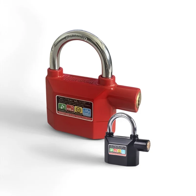 

Falante Universal Waterproof Alarm Door Padlock 120db Siren Anti-Theft Lock for Bicycle Motorcycle And Gate Security 3 Colors