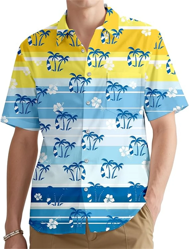 

Hawaiian Fashion Men's Shirts Men Retro 3d Print Y2K Beach Short Sleeve Camisa Summer Blouse Vintage Clothes For Man Clothing