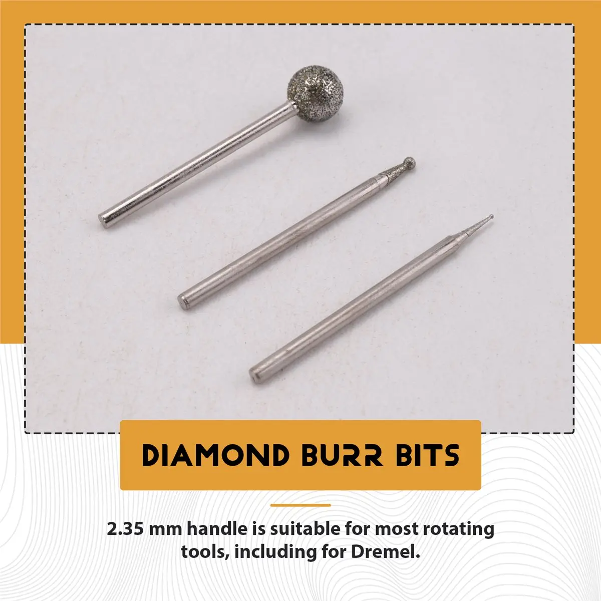 SDFC 13 Pcs Ball Shape Burr Mounted Grinding Burs Stone Carving Set with 3/32 Inch Mandrel for Rotary Tools