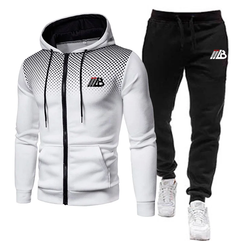 Men\'s Sportswear Fashion Men Clothing Sports Suits Jogging Gyms Tracksuit Zip Hoodies+Pants 2Pcs Sets Jogger Running Suit