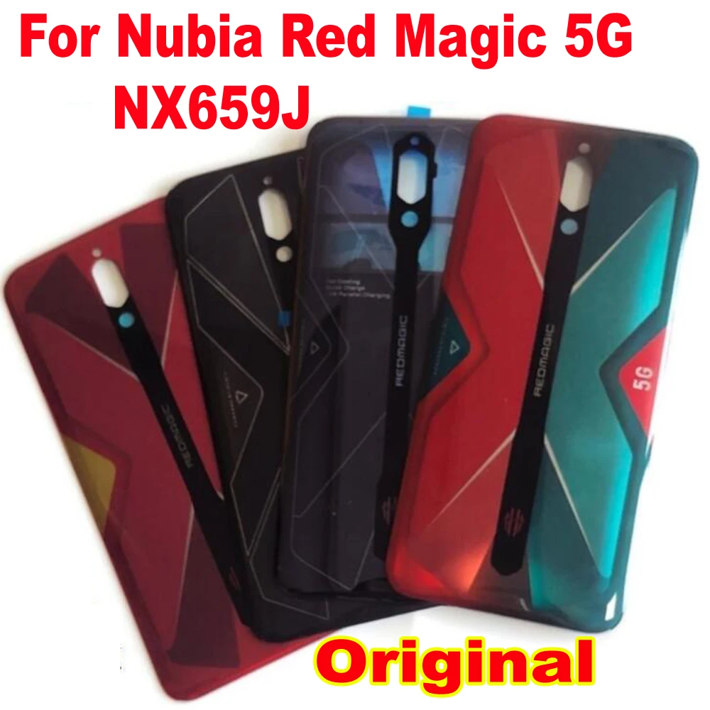 Original Glass Lid Back Battery Cover For ZTE Nubia Red Magic 5G 5S NX659J Housing Door Rear Case + Camera Lens Adhesive Shell