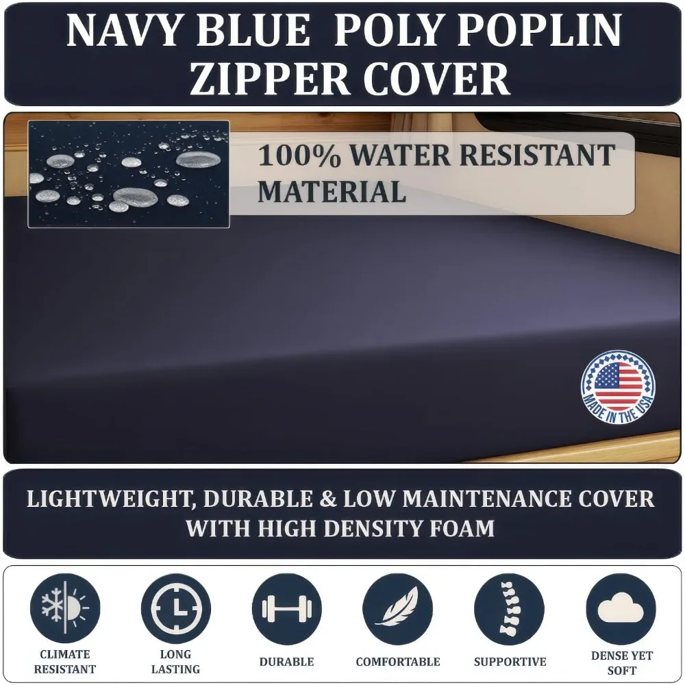 مرتبة RV بطابقين مقاومة للماء 5 × 48 × 80 - رغوة قوية عالية الكثافة، غطاء بوليستر، مثالية للشاحنات والمعسكر #2