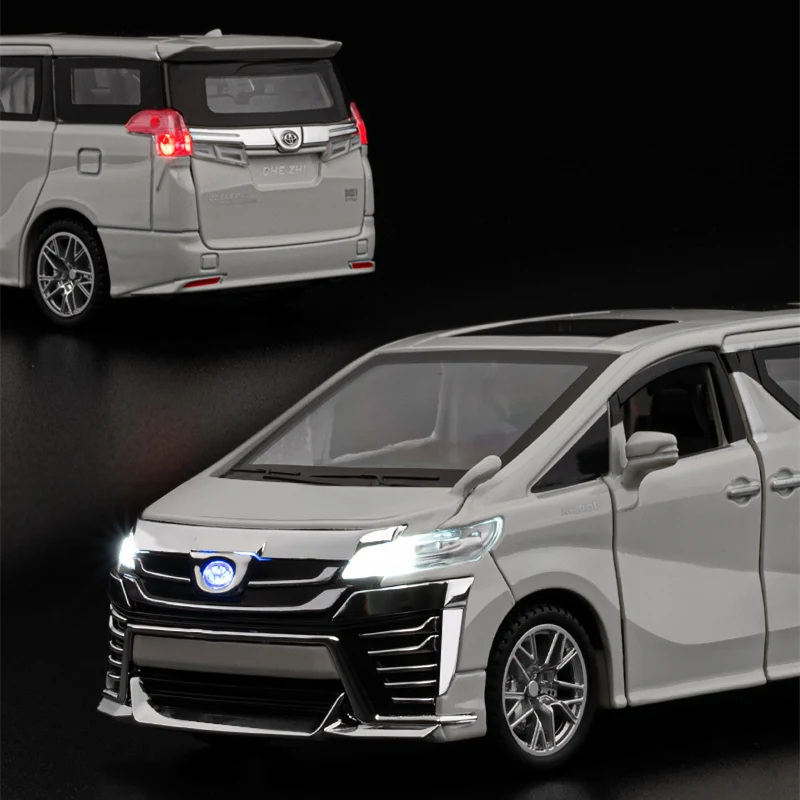 1:32 Toyota VELLFIRE Alphard MPV modello di auto in lega pressofuso veicoli giocattolo in metallo modello di auto simulazione suono e luce regali