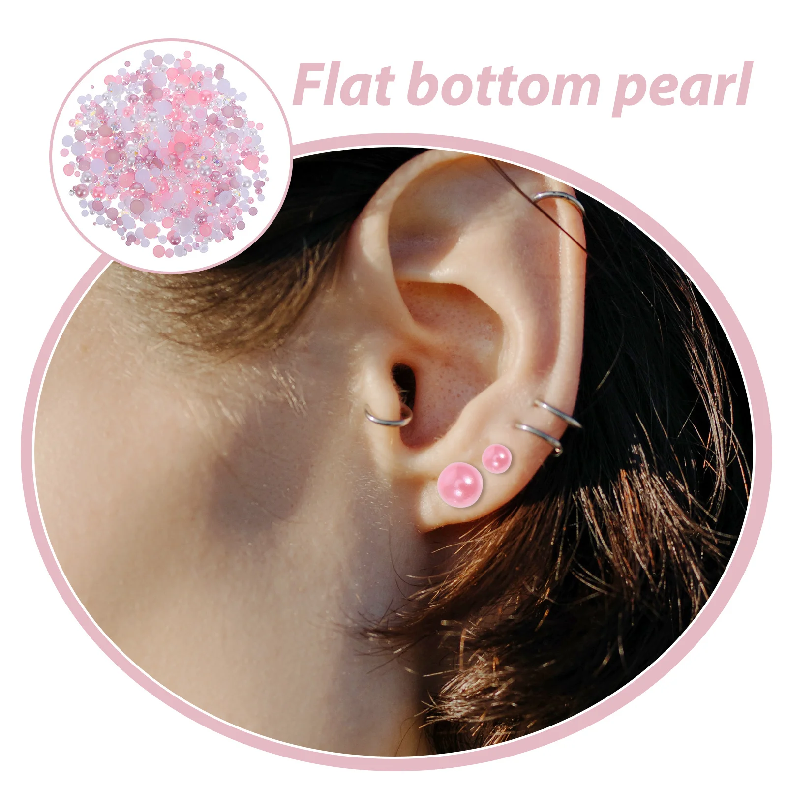 1袋アソートカラーフラットバックパールラインストーン樹脂クラフトカボション、マニキュア、靴、ジュエリー製作、DIYデコレーション用