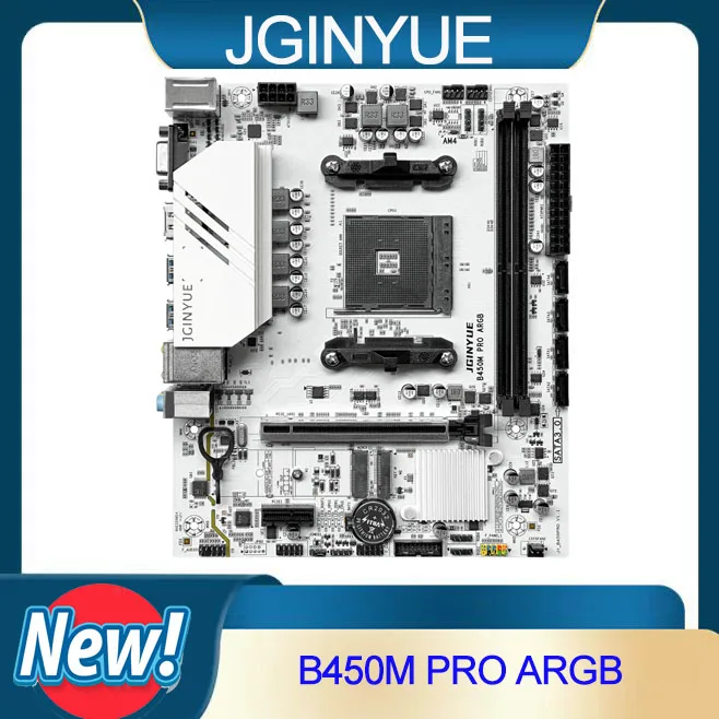 Placa base JGINYUE B450M Pro AM4, procesador AMD, memoria DDR4 de doble canal M.2 NVME (compatible con CPU Ryen 5500 5600 5600G)
