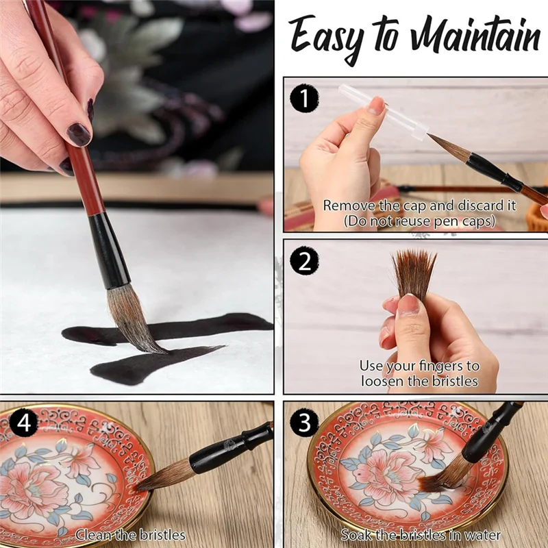 48Pc Chinese Calligraphy Brush Set Watercolor Brush Bulk With Roll Bamboo Brush Holder For Writing Suitable For Painting