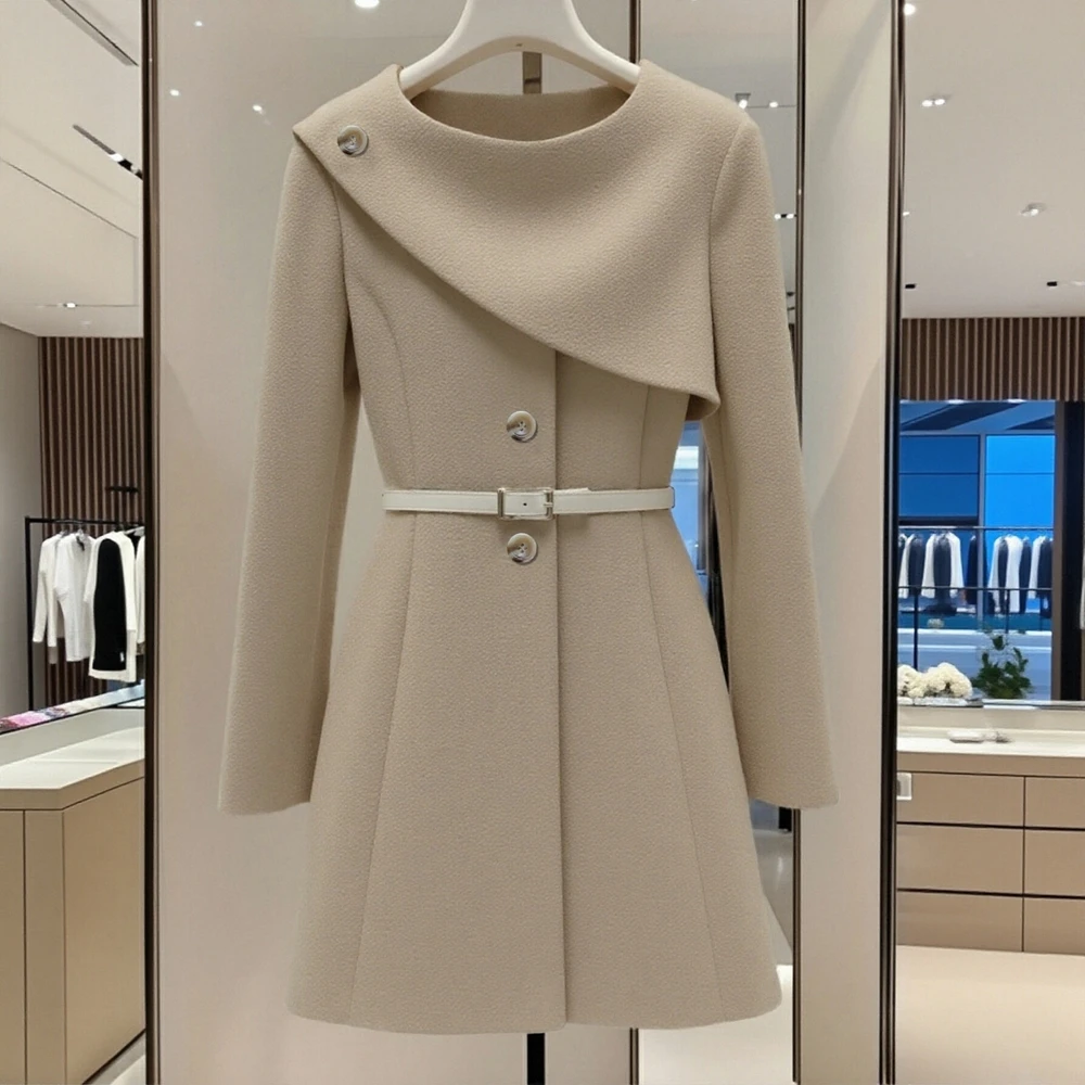 

Женский однотонный Тренч K-Fashion на пуговицах спереди с длинными рукавами и круглым вырезом, осенний офисный женский стиль